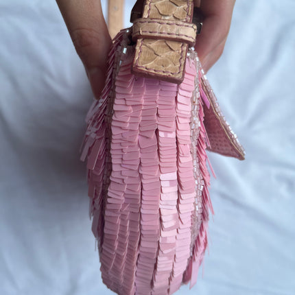 Sold Fendi Baguette Glitter Pink square sequins