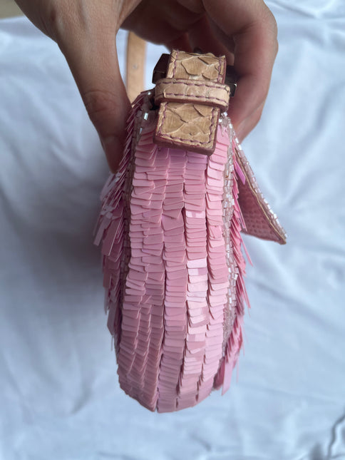 Sold Fendi Baguette Glitter Pink square sequins