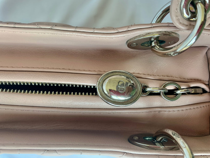 Sold Lady Dior Pink Cannage Leather Medium