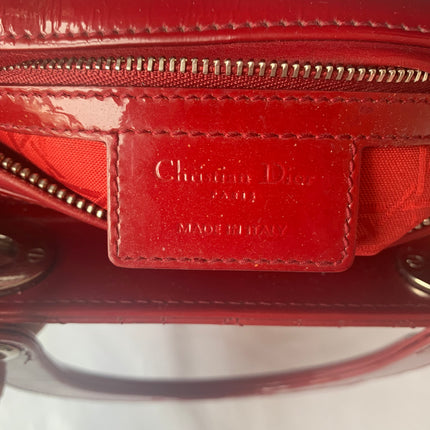 Sold Lady Dior Medium Bag Red Patent Leather