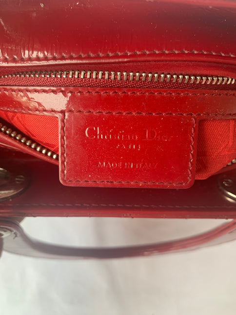 Sold Lady Dior Medium Bag Red Patent Leather