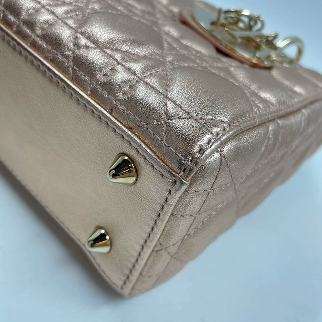 Lady Dior ABCdior Small Pink Irediscent and Metallic Cannage Lambskin Handbag