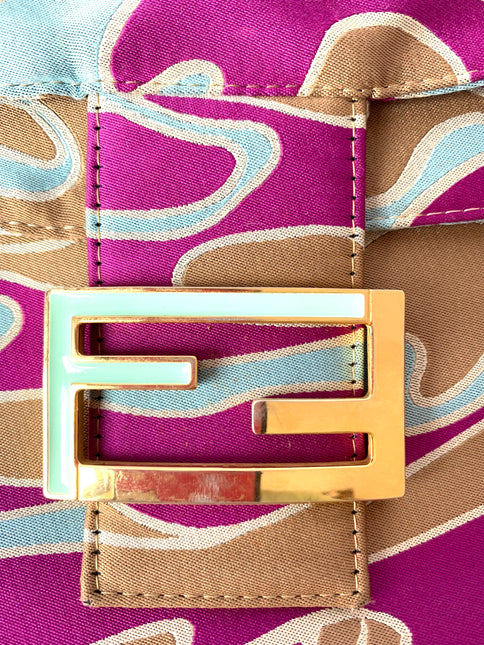 Sold FENDI Baguette Multicolor Silk with Psychedelic prints