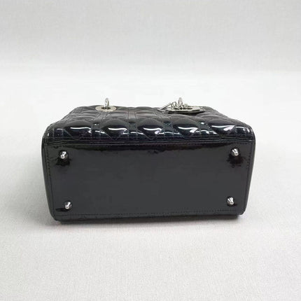 Sold Lady Dior Medium Bag Black Patent Leather