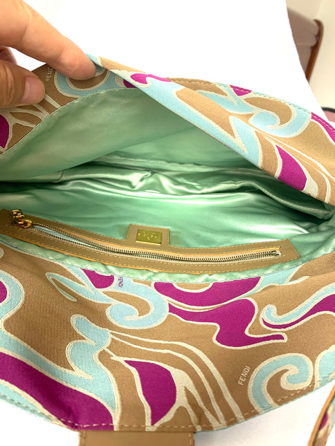 Sold FENDI Baguette Multicolor Silk with Psychedelic prints