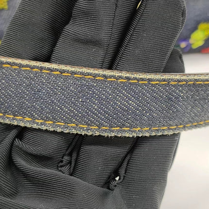 Sold FENDI Baguette Blue Denim with beaded Flower Embroidery