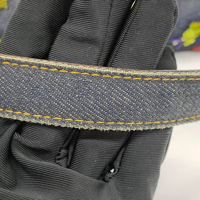 Sold FENDI Baguette Blue Denim with beaded Flower Embroidery