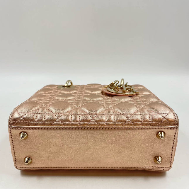 Lady Dior ABCdior Small Pink Irediscent and Metallic Cannage Lambskin Handbag