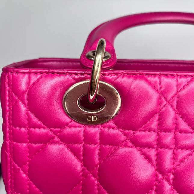 Sold Lady Dior Medium Bag Fuchsia Cannage Leather