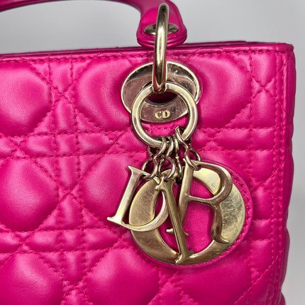 Sold Lady Dior Medium Bag Fuchsia Cannage Leather