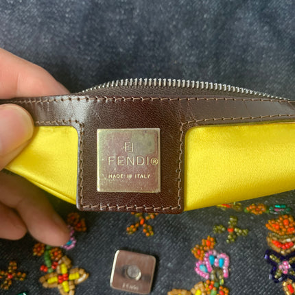 Sold FENDI Baguette Blue Denim with beaded Flower Embroidery