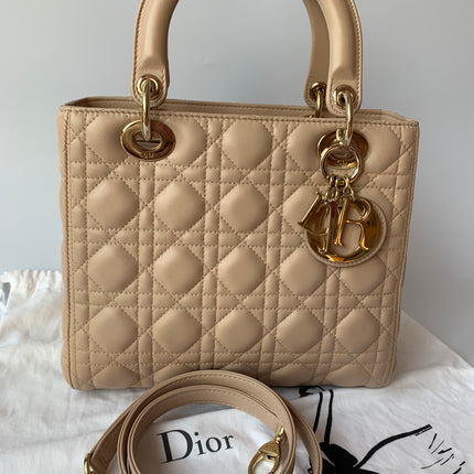Sold Lady Dior Medium Bag Pink Cannage Leather