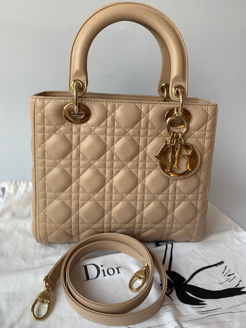 Sold Lady Dior Medium Bag Pink Cannage Leather