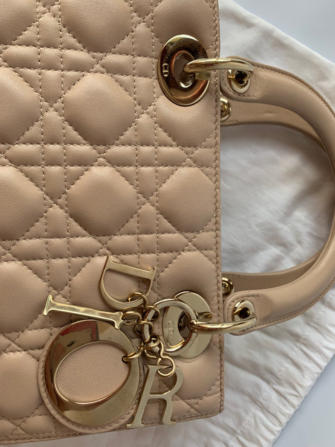 Sold Lady Dior Medium Bag Pink Cannage Leather