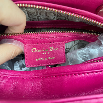 Sold Lady Dior Medium Bag Fuchsia Cannage Leather