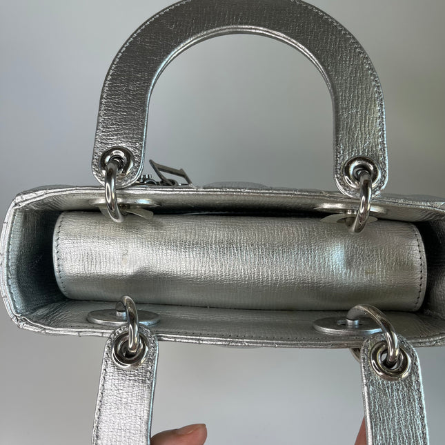 Sold  Lady Dior ABCdior Small Silver Cannage Lambskin Handbag