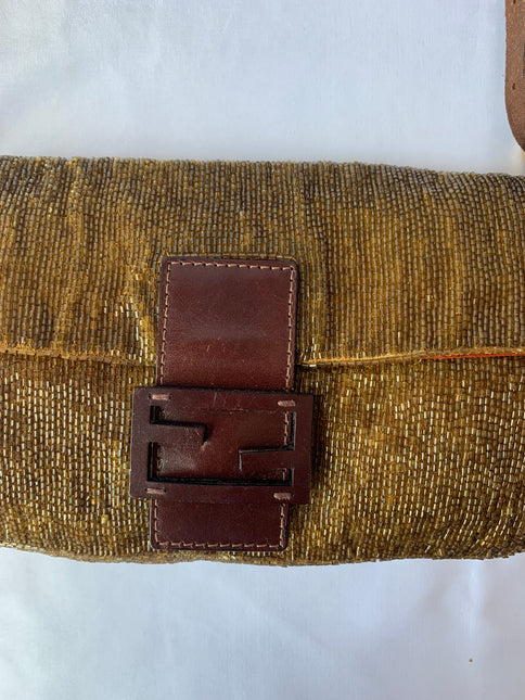 Sold Fendi Baguette Golden Brown beads Glitter