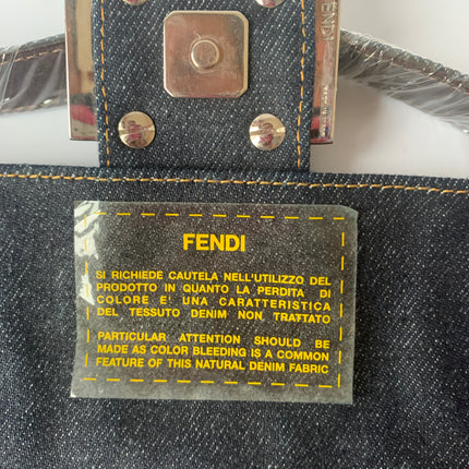Sold FENDI Baguette Blue Denim with beaded Flower Embroidery