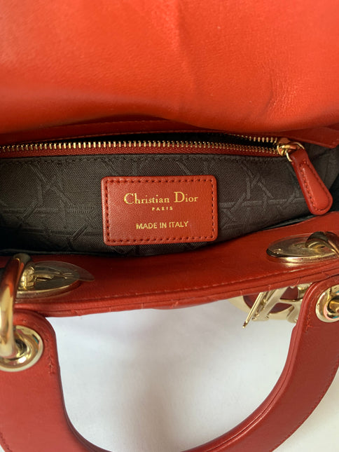 Sold Lady Dior Small My Abcdior Red Lambskin Cannage Leather