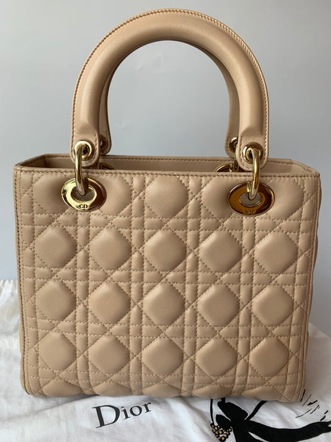 Sold Lady Dior Medium Bag Pink Cannage Leather