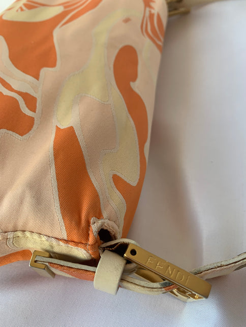 Sold FENDI Baguette Orange Multicolor Silk with Psychedelic prints