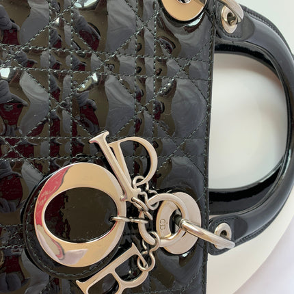 Sold Lady Dior Medium Bag Black Patent Leather