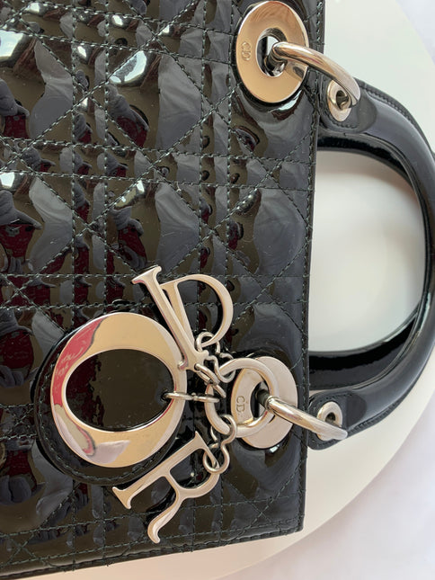 Sold Lady Dior Medium Bag Black Patent Leather