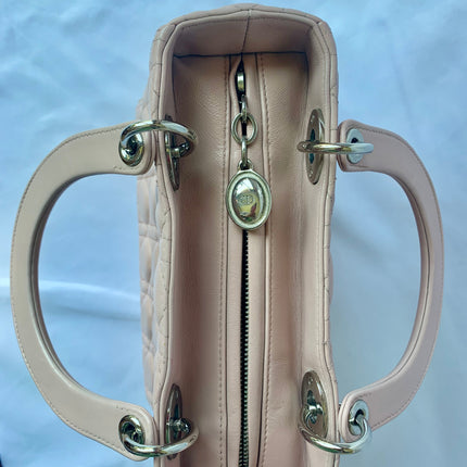 Sold Lady Dior Pink Cannage Leather Medium