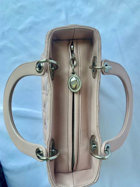 Sold Lady Dior Pink Cannage Leather Medium