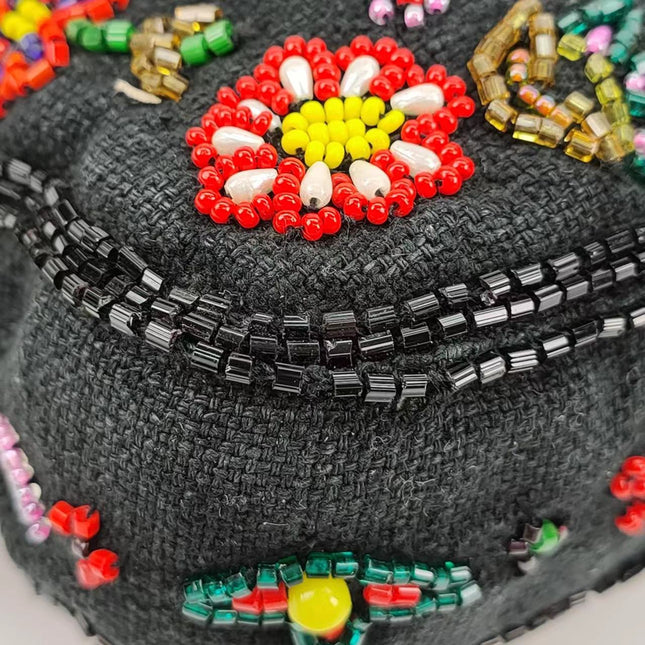 Sold FENDI Baguette Black Canvas with beaded Flower Embroidery
