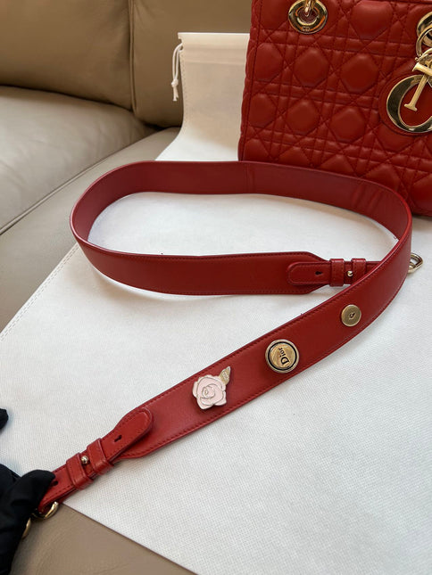 Sold Lady Dior Small My Abcdior Red Lambskin Cannage Leather