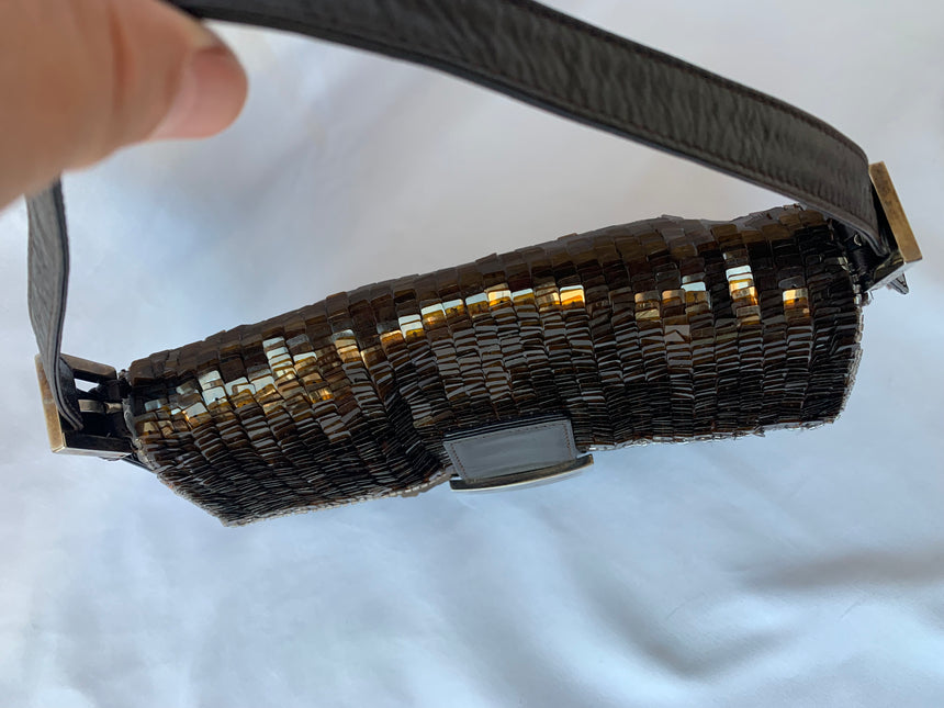 Sold FENDI Baguette chocolate brown sequins excellent condition