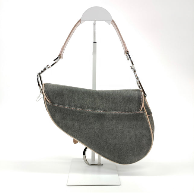 Sold Dior saddle bag Vintage denim with pink leather strap
