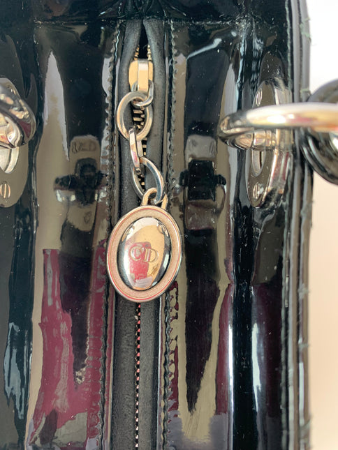 Sold Lady Dior Medium Bag Black Patent Leather