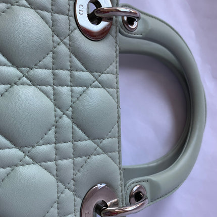 Sold Lady Dior Medium Mint Cannage Lambskin Leather with silver hardware and strap