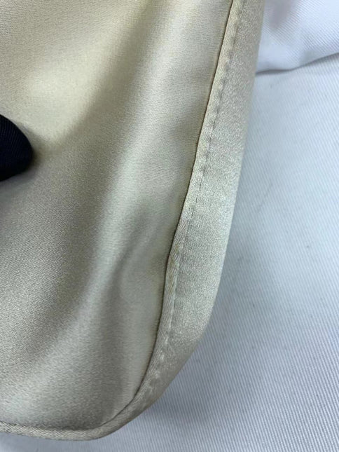 Sold FENDI Baguette Cream Biege Silk with Crystal Buckle