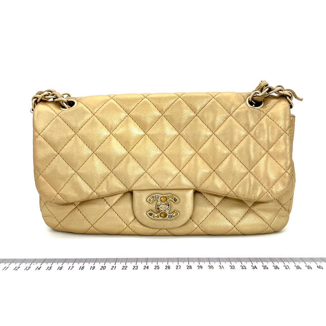 Sold Chanel Timeless/ Classic Flap Medium Gold Gem CC Turn lock