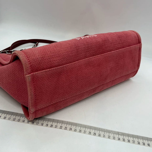 Sold Chanel Deauville Tote Red Denim Small