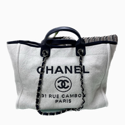 Sold Chanel Deauville Tote Medium White-Luxbags