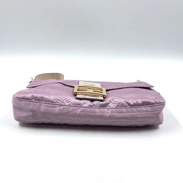 FENDI Baguette Purple Silk with embossed pattern