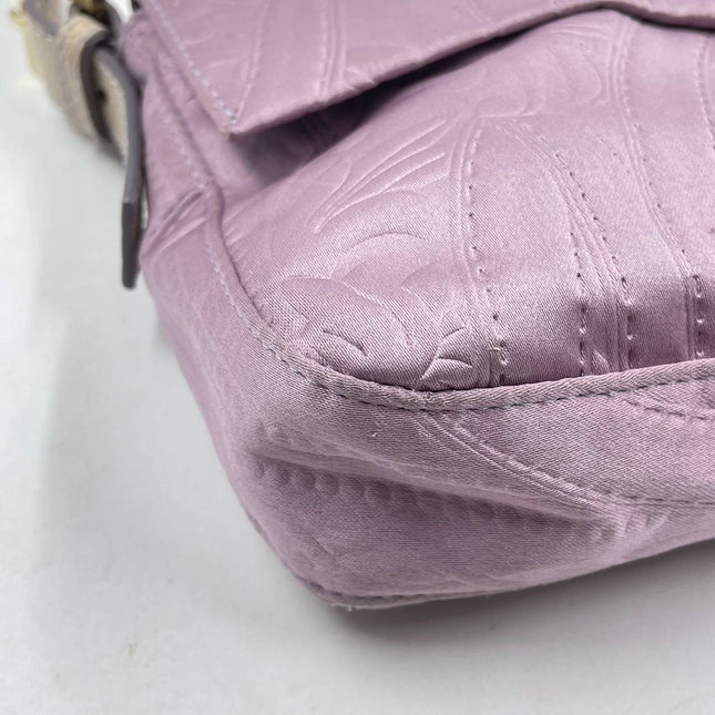 FENDI Baguette Purple Silk with embossed pattern