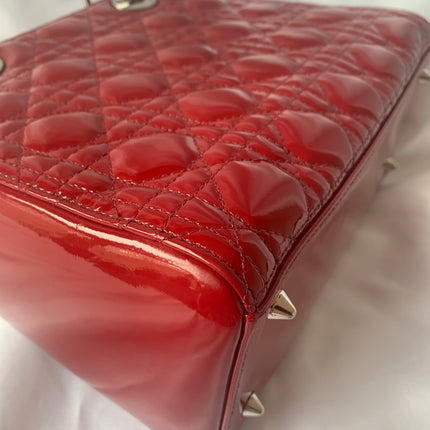 Sold Lady Dior Medium Bag Red Patent Leather