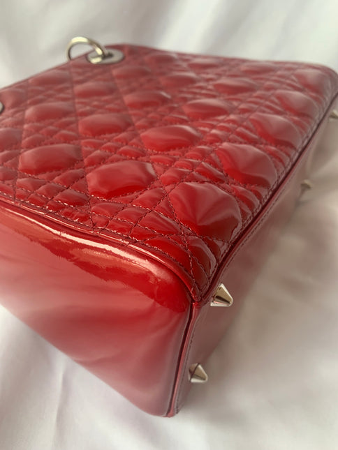Sold Lady Dior Medium Bag Red Patent Leather