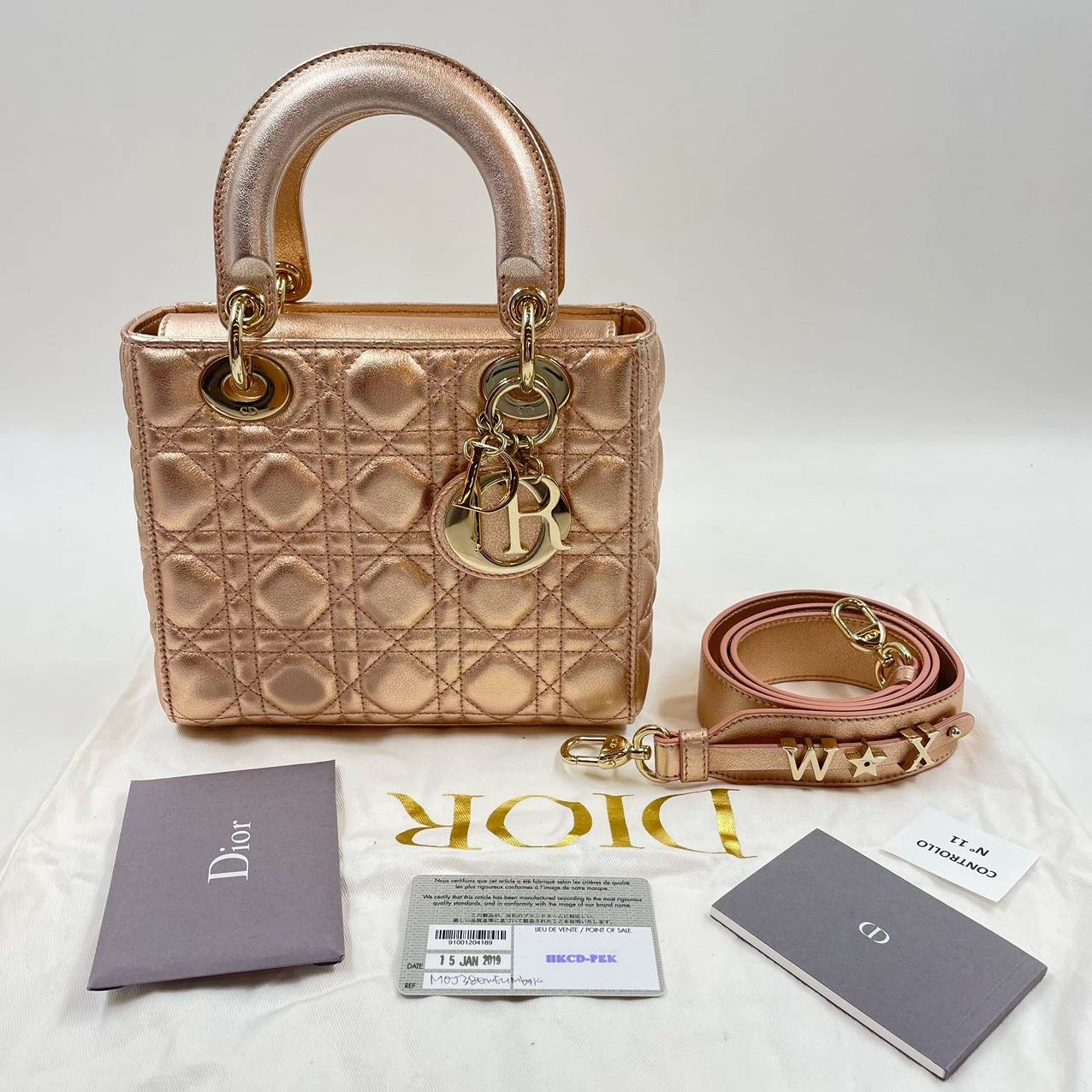 Sold Lady Dior ABCdior Small Pink Irediscent and Metallic Cannage Lamb Luxbags