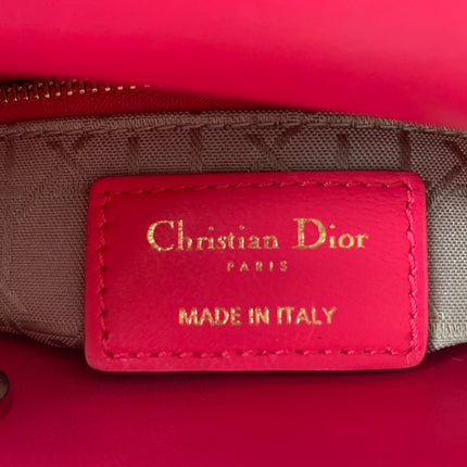 Sold Lady Dior Pink Mini handbag Cannage Leather with strap