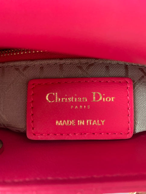 Sold Lady Dior Pink Mini handbag Cannage Leather with strap