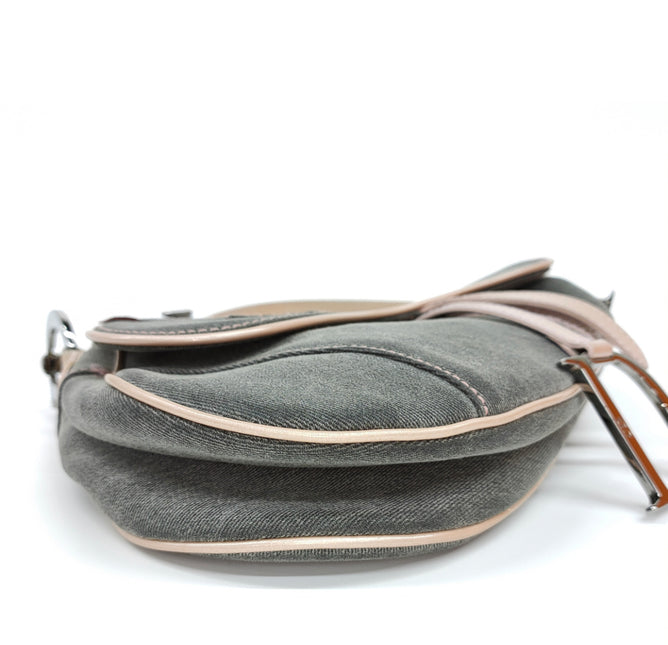 Sold Dior saddle bag Vintage denim with pink leather strap