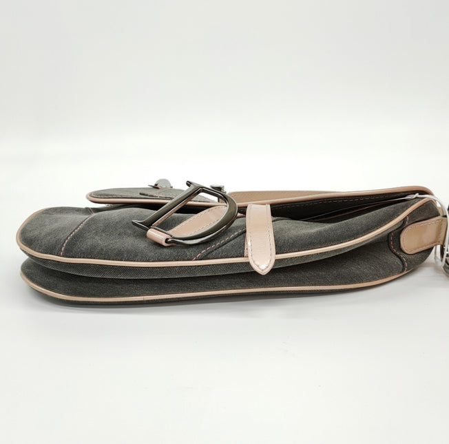 Sold Dior saddle bag Vintage denim with pink leather strap