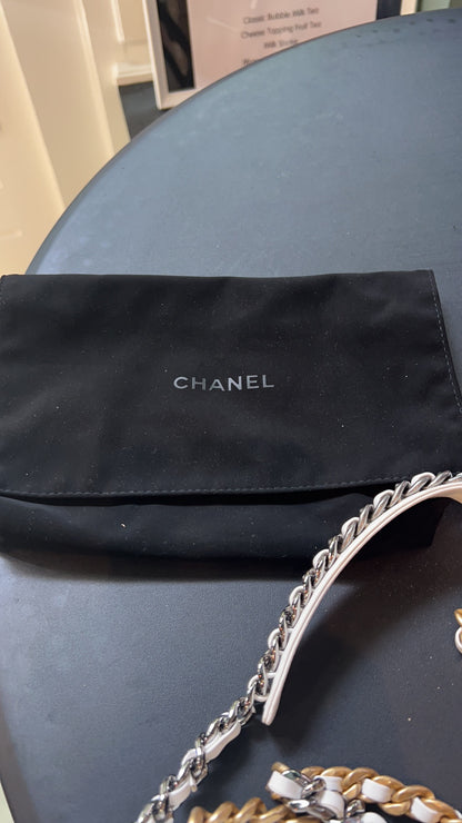 Chanel 19 Round White Cannage Leather bag