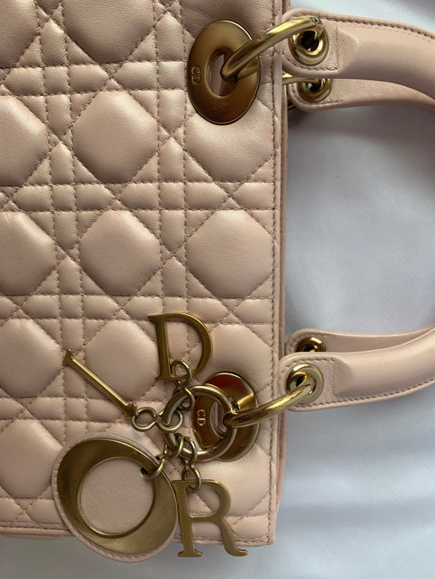 Sold Lady Dior Pink Cannage Leather Medium